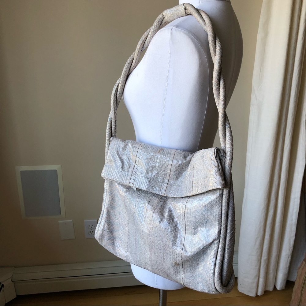 VINTAGE genuine gray snakeskin shoulder bag